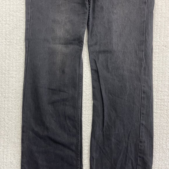 Y2K Zara Wide Leg Baggy Jeans Wom Size 8 Dark Wash Off-black High Rise Cut-Off - Picture 3 of 11